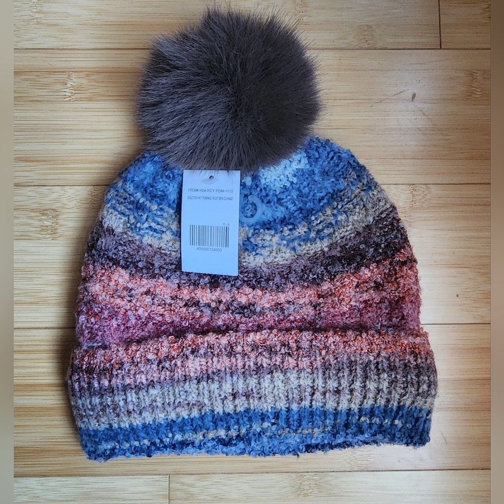 NWT mia & tess fleece lined pompom hat